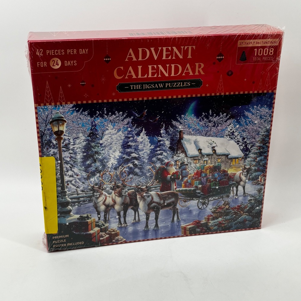 Christmas Advent Calendar Jigsaw Puzzle 1008 Piece Santa Reindeer Winter Scene